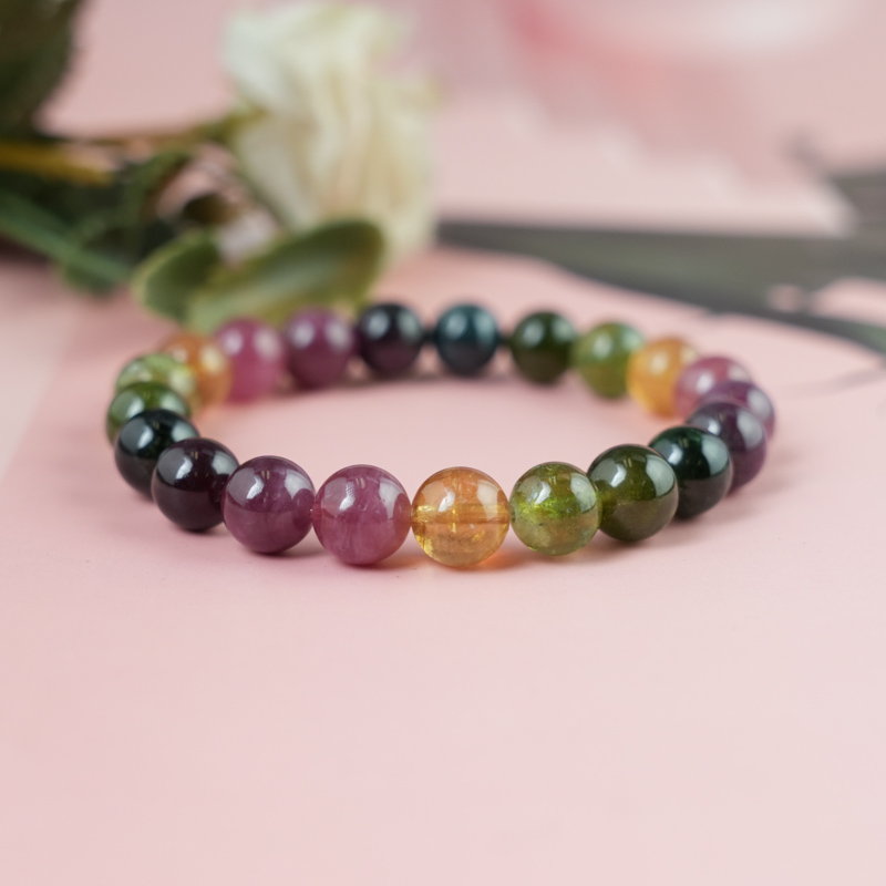 Vòng tay Tourmaline Hồng Lục Bảo 9mm chuẩn 6A