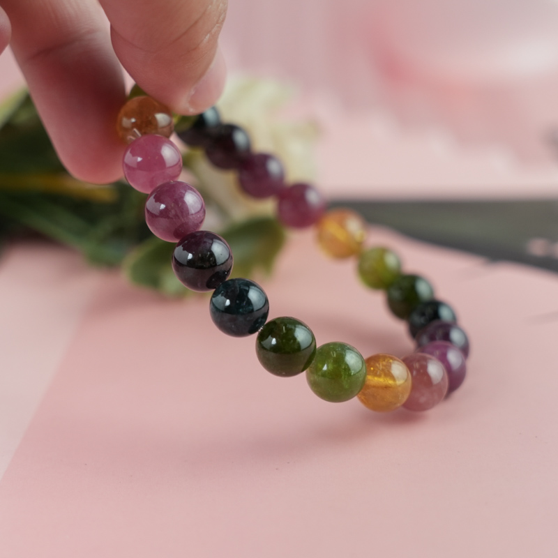 Vòng tay Tourmaline Hồng Lục Bảo 9mm chuẩn 6A