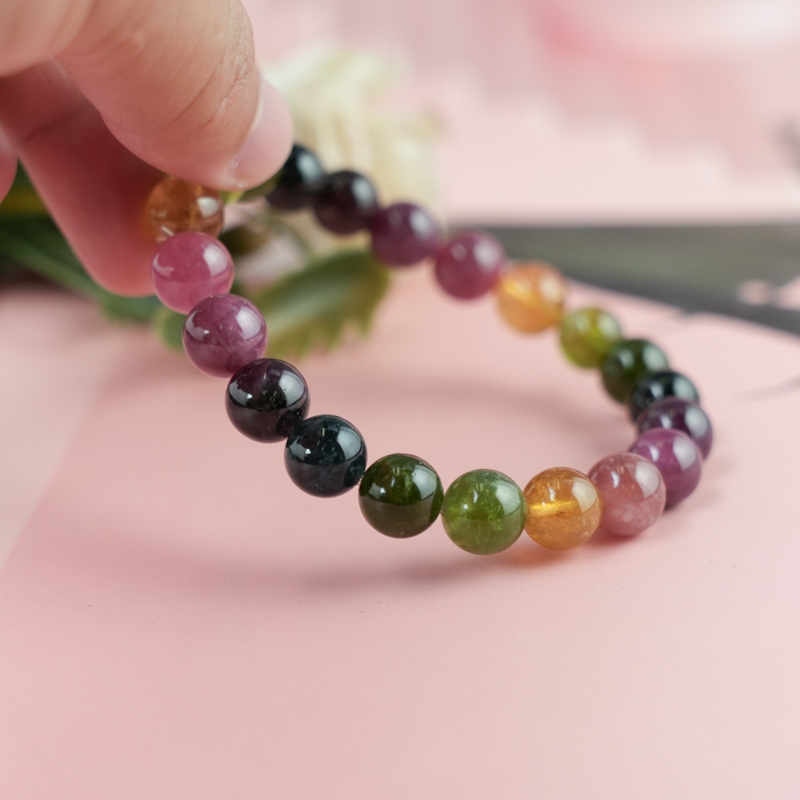 Vòng tay Tourmaline Hồng Lục Bảo 9mm chuẩn 6A