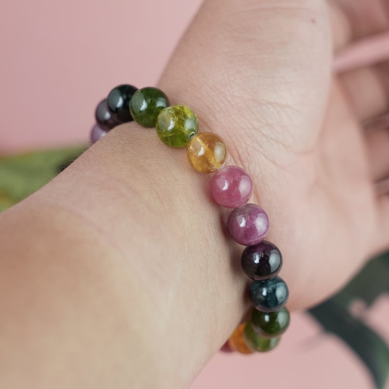 Vòng tay Tourmaline Hồng Lục Bảo 9mm chuẩn 6A