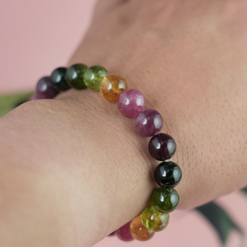 Vòng tay Tourmaline Hồng Lục Bảo 9mm chuẩn 6A