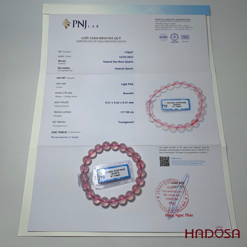 Vòng Thạch anh hồng sao 9mm 6A