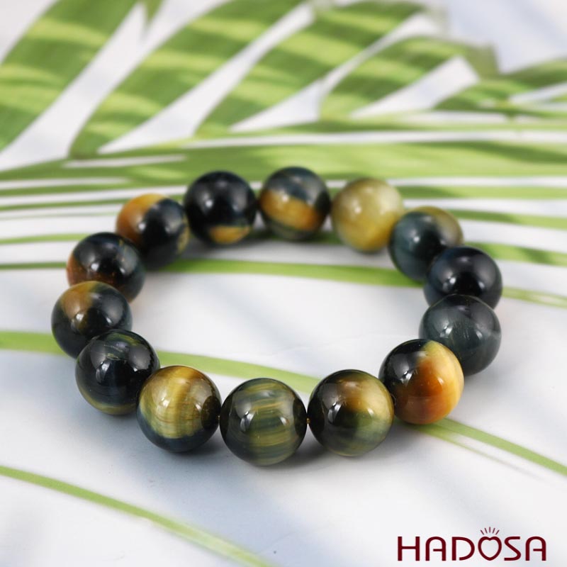 Vòng Thạch Anh Mắt Hổ Xanh Vàng 16mm cao cấp chuẩn 6A