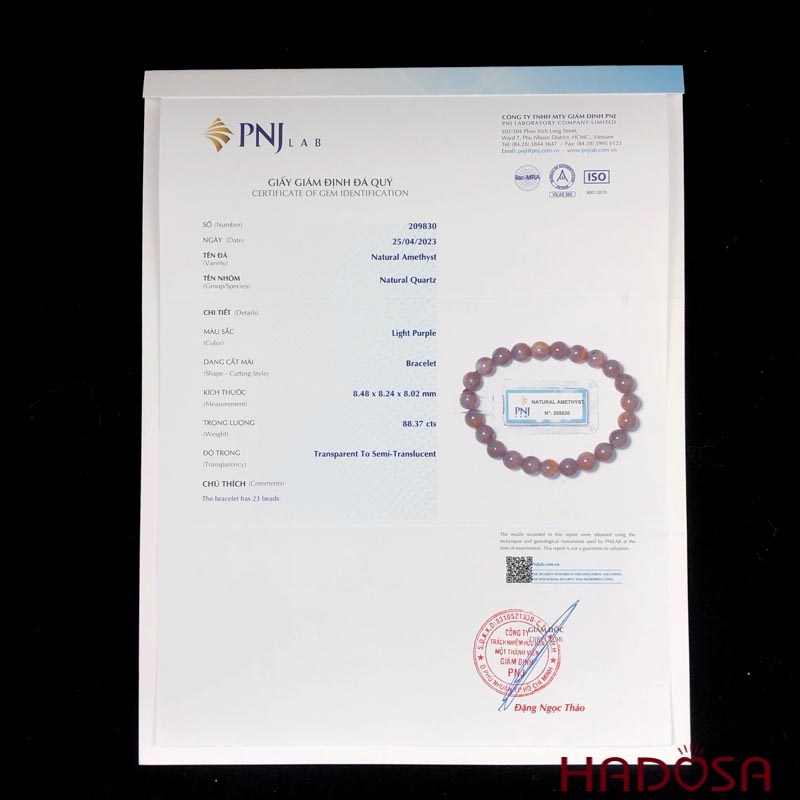 Vòng thạch anh tím tóc vàng 8mm chuẩn 5A