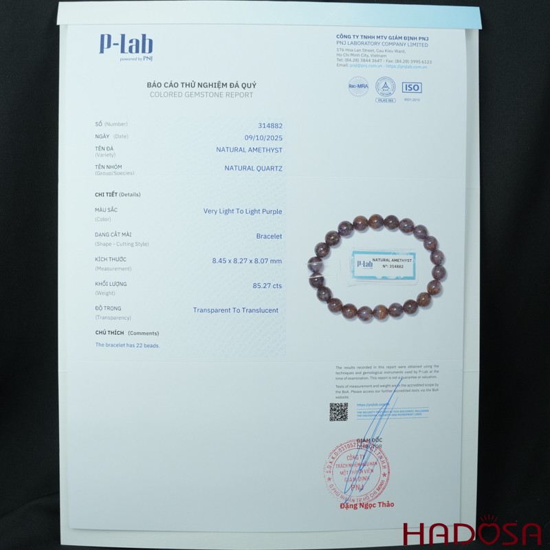 Vòng thạch anh tím tóc vàng 8mm chuẩn 7A