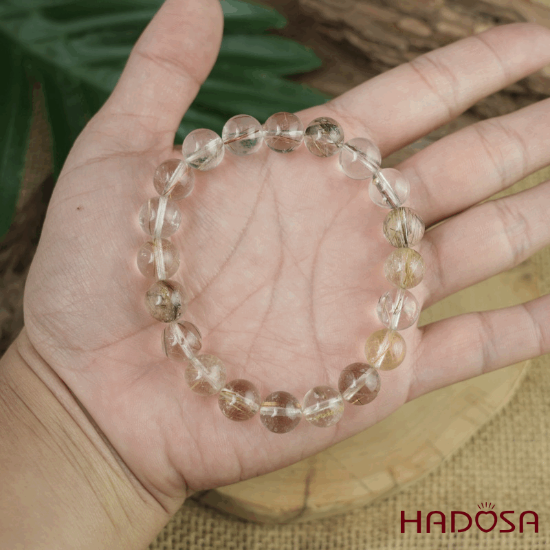 Vòng Thạch anh tóc trắng 9mm chuẩn 2A