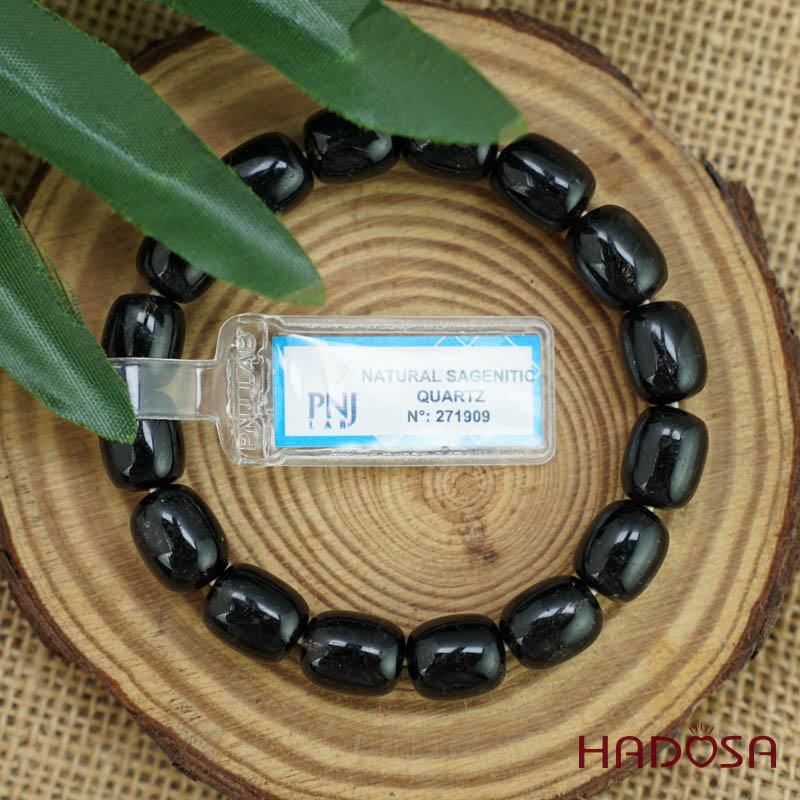 Vòng đá Thạch anh tóc đen 10x13mm chuẩn 6A