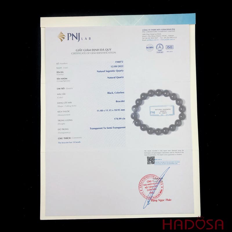 Vòng Thạch anh tóc đen 11mm cao cấp chuẩn 6A