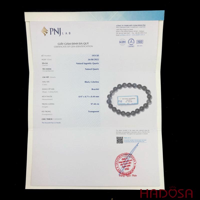 Vòng thạch anh tóc đen 8 ly chuẩn 6A