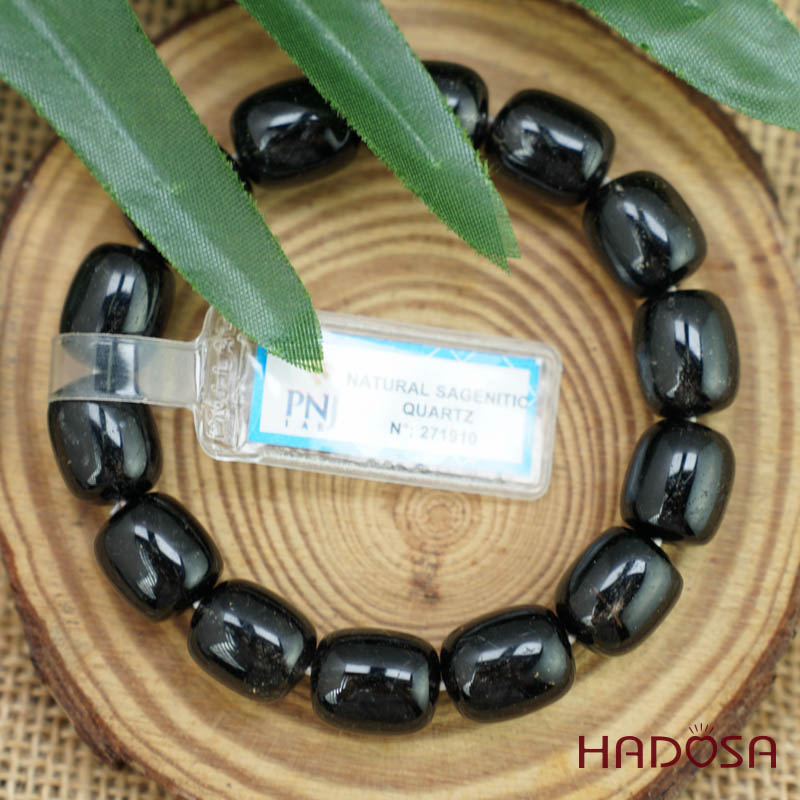 Vòng đá Thạch anh tóc đen 12x16mm chuẩn 6A