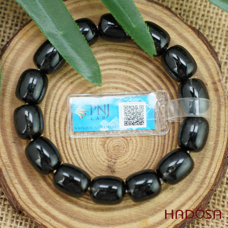 Vòng đá Thạch anh tóc đen 12x16mm chuẩn 6A