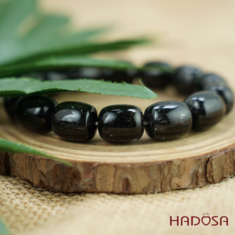 Vòng đá Thạch anh tóc đen 12x16mm chuẩn 6A