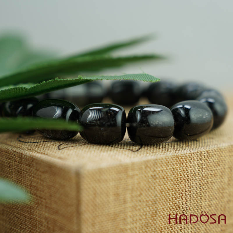 Vòng đá Thạch anh tóc đen 12x16mm chuẩn 6A