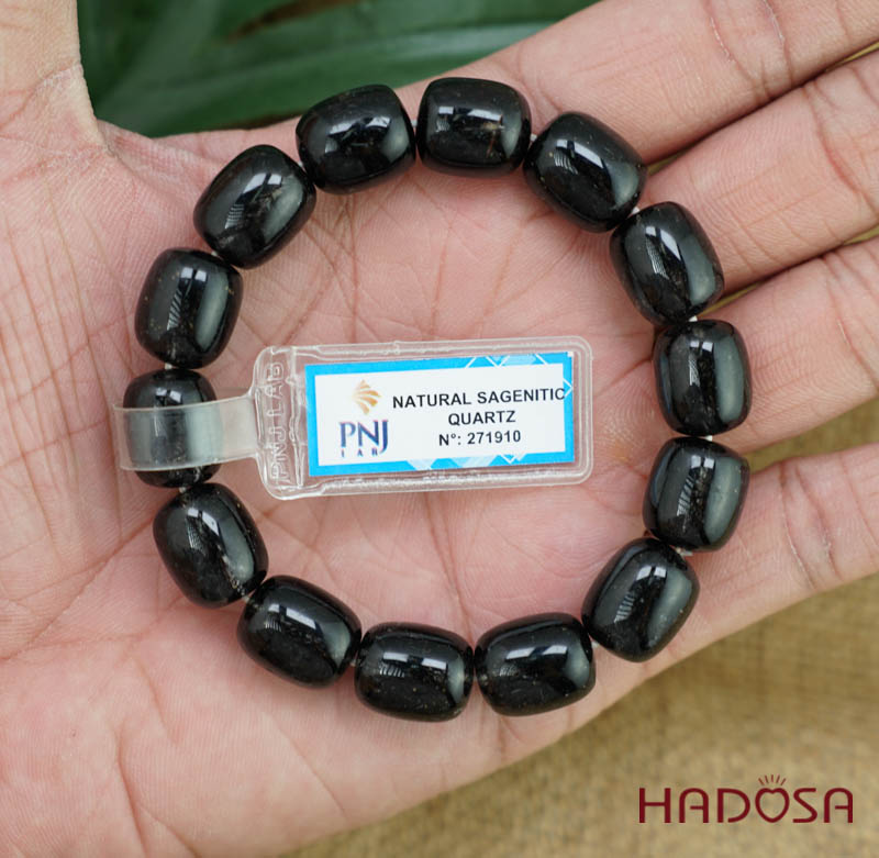 Vòng đá Thạch anh tóc đen 12x16mm chuẩn 6A