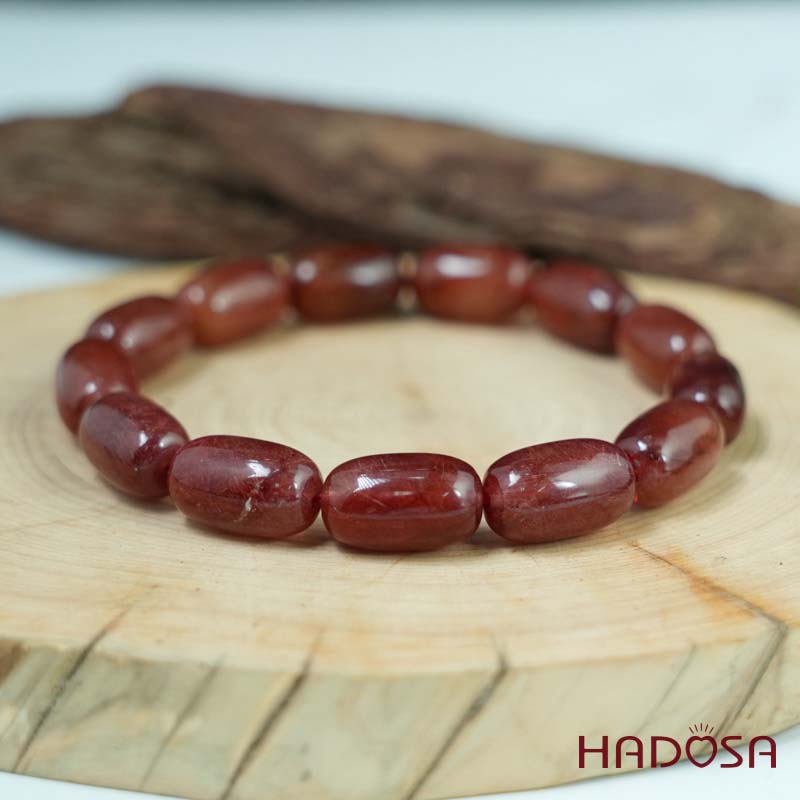 Vòng hạt trụ Thạch anh tóc đỏ 9*15 chuẩn 5A