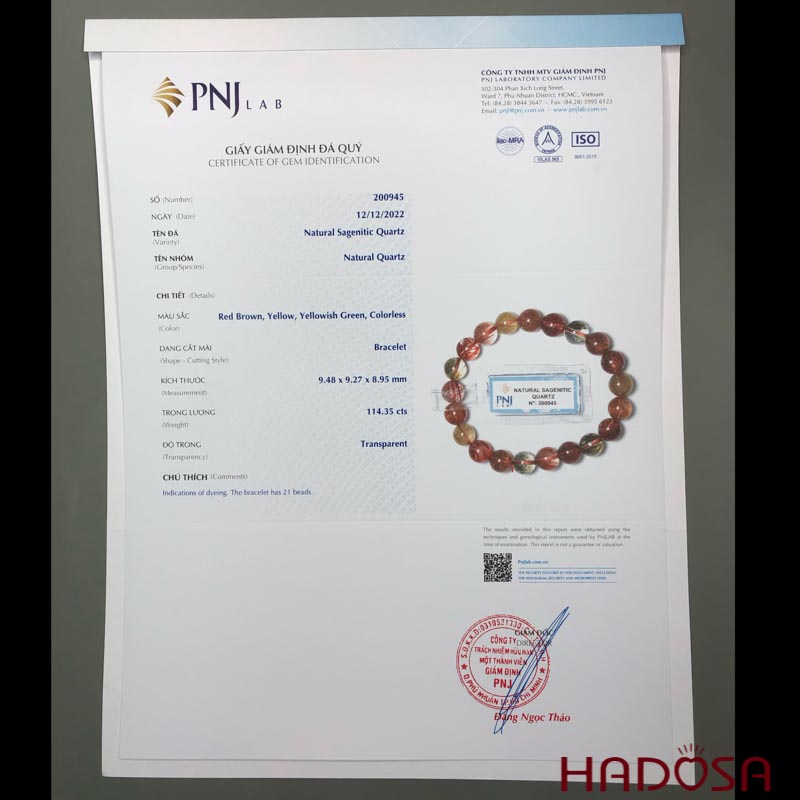 Vòng thạch anh tóc tam tài 9mm 5A