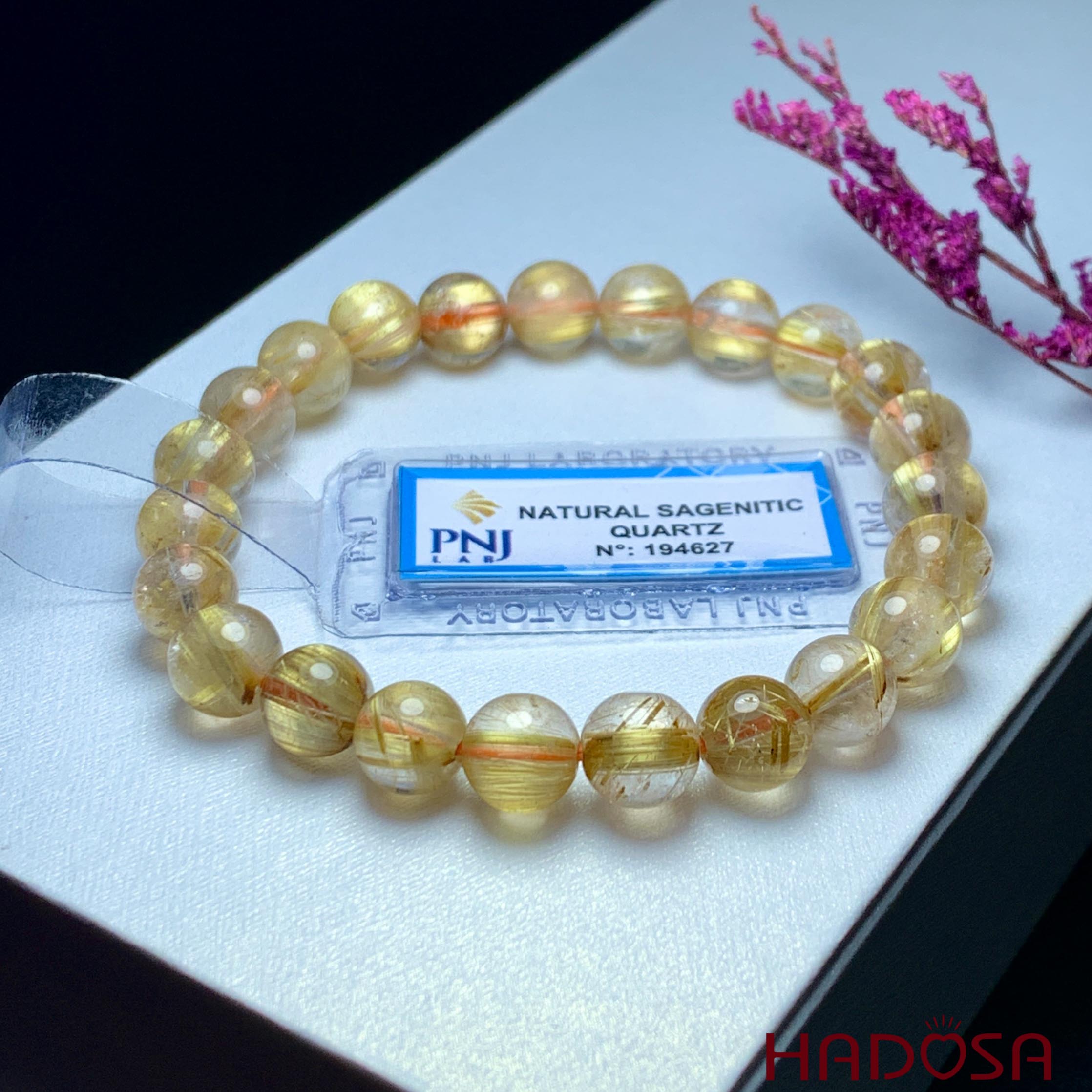 Vòng Thạch Anh tóc vàng 08mm chuẩn 7A