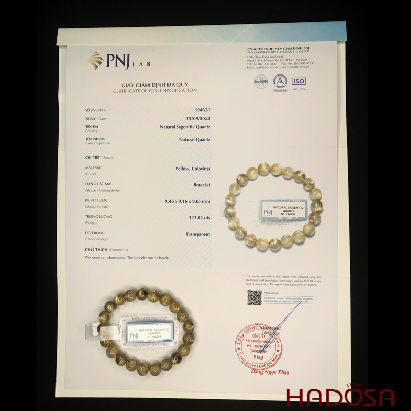 Vòng Thạch Anh tóc vàng 09mm đặc biệt cao cấp chuẩn 7A