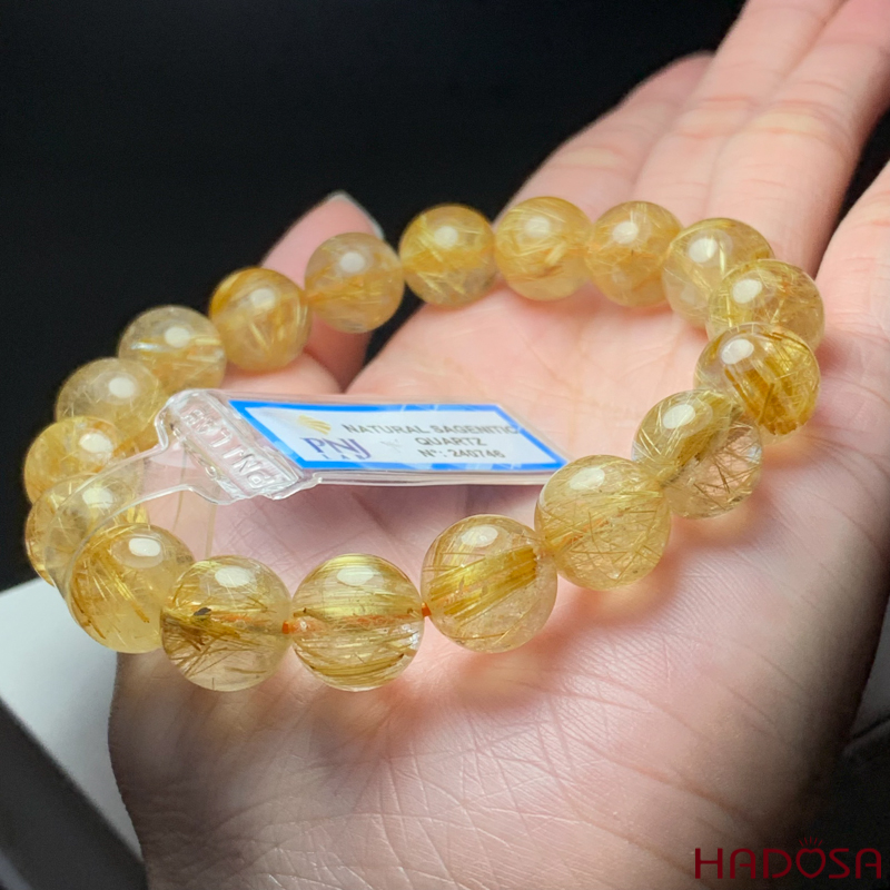 Vòng Thạch anh tóc vàng 11mm chuẩn 6A