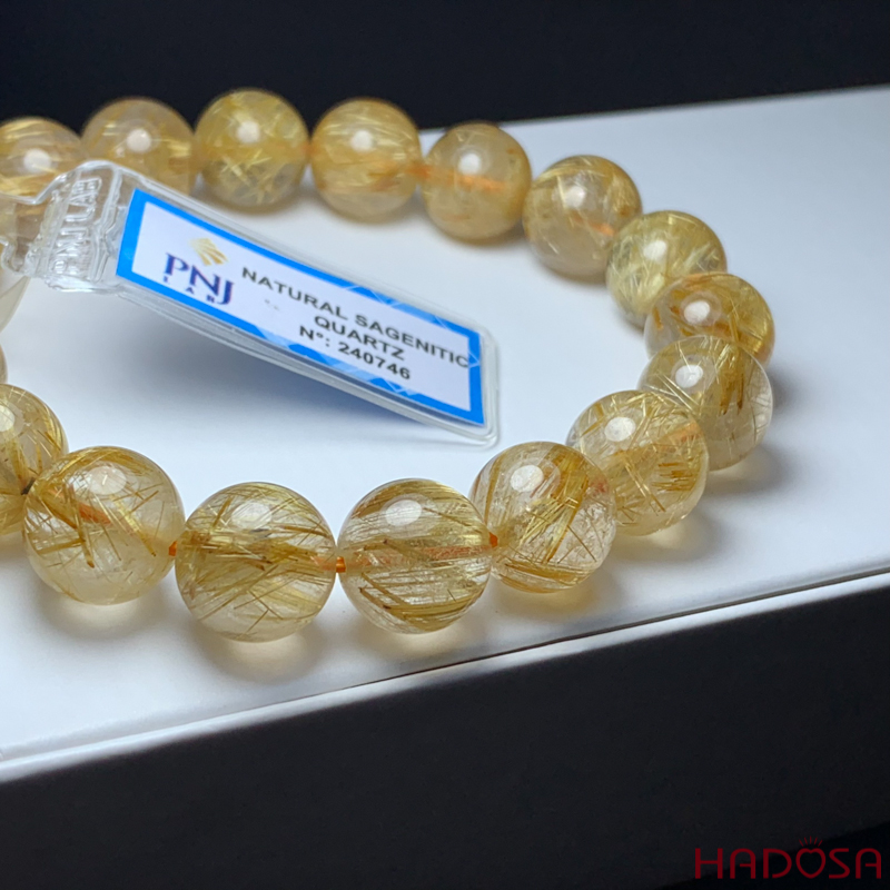 Vòng Thạch anh tóc vàng 11mm chuẩn 6A
