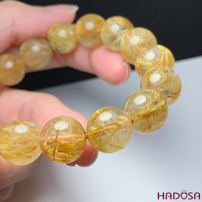 Vòng Thạch anh tóc vàng 11mm chuẩn 6A