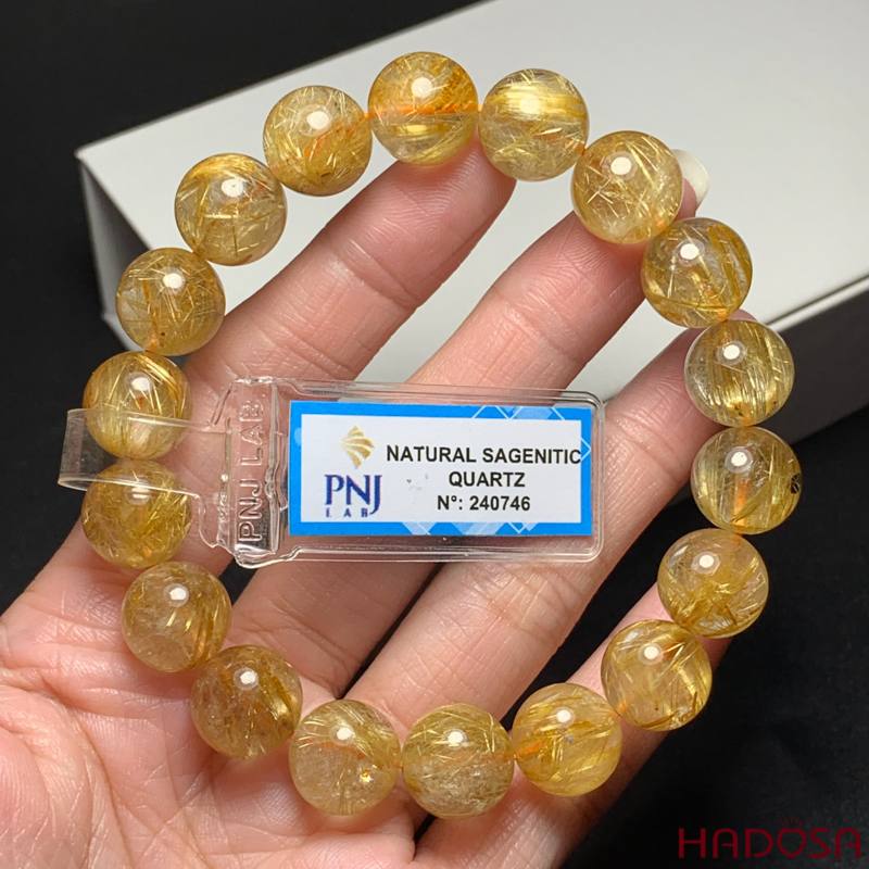 Vòng Thạch anh tóc vàng 11mm chuẩn 6A