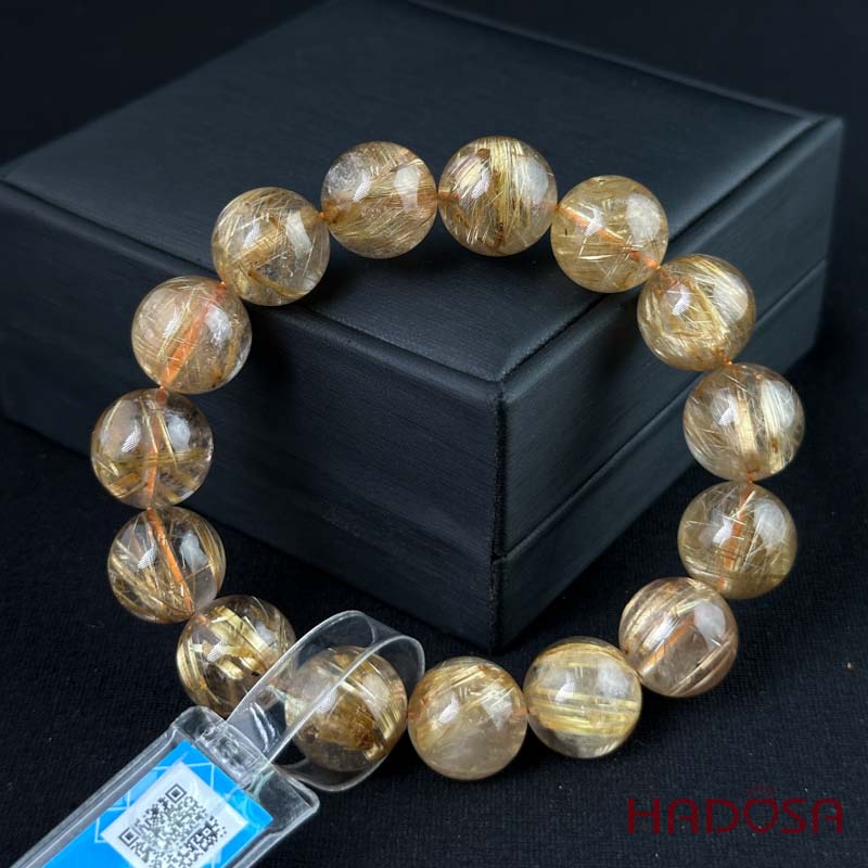 Vòng Thạch Anh tóc vàng 14mm đặc biệt cao cấp chuẩn 7A