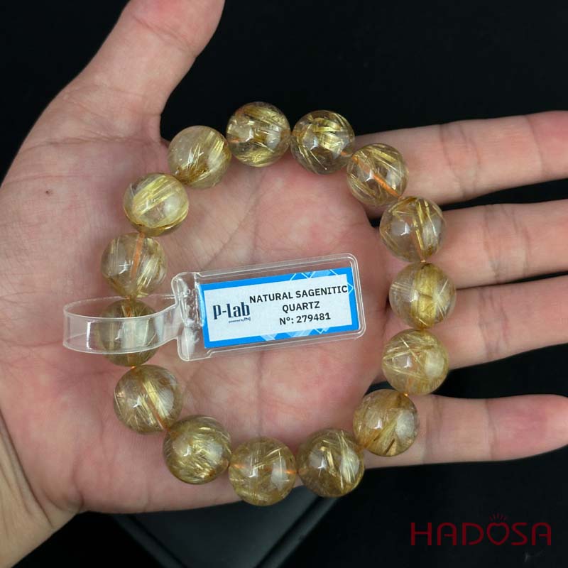 Vòng Thạch Anh tóc vàng 14mm đặc biệt cao cấp chuẩn 7A