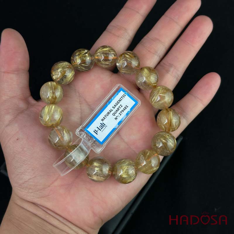 Vòng Thạch Anh tóc vàng 14mm đặc biệt cao cấp chuẩn 7A