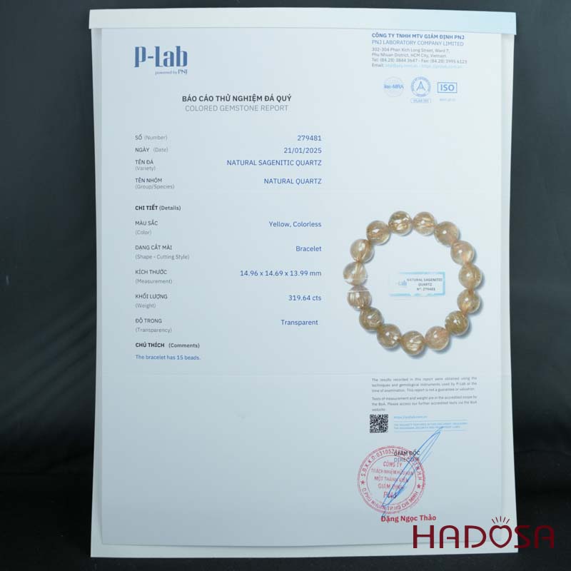 Vòng Thạch Anh tóc vàng 14mm đặc biệt cao cấp chuẩn 7A