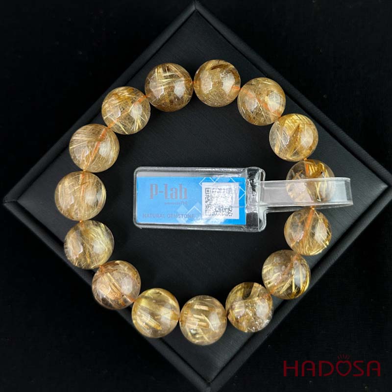 Vòng Thạch Anh tóc vàng 14mm đặc biệt cao cấp chuẩn 7A