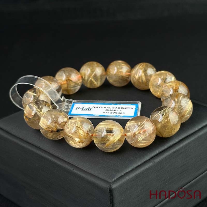 Vòng Thạch Anh tóc vàng 14mm đặc biệt cao cấp chuẩn 7A