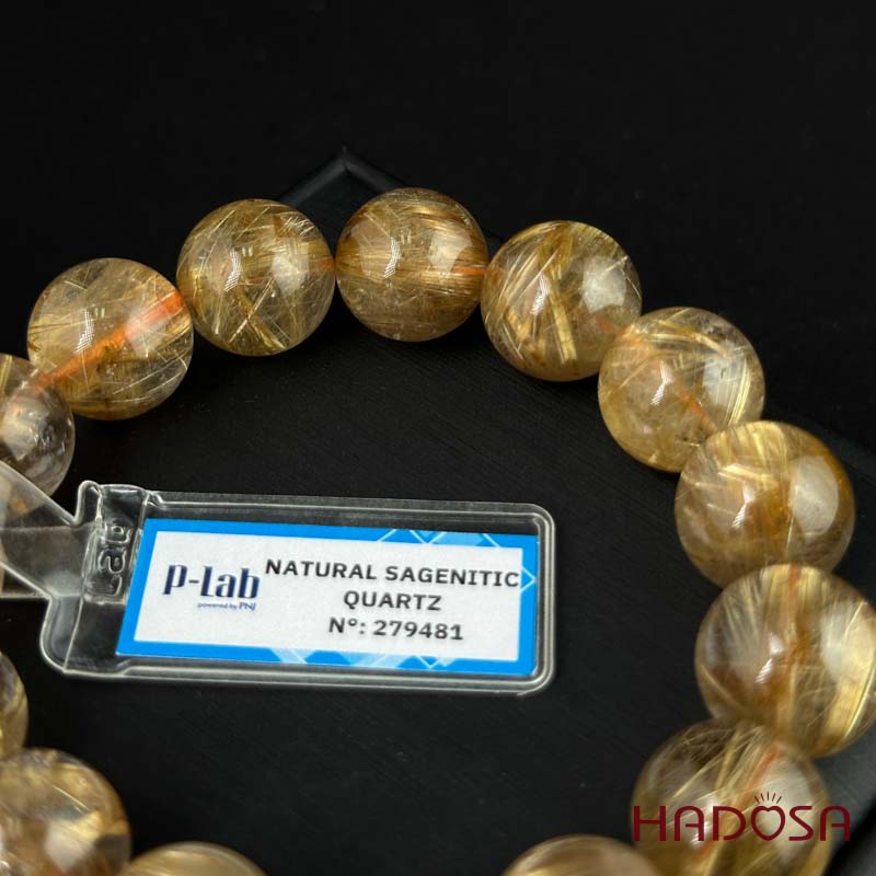 Vòng Thạch Anh tóc vàng 14mm đặc biệt cao cấp chuẩn 7A