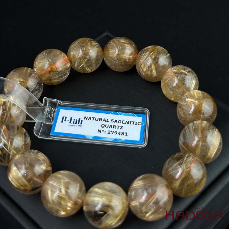 Vòng Thạch Anh tóc vàng 14mm đặc biệt cao cấp chuẩn 7A