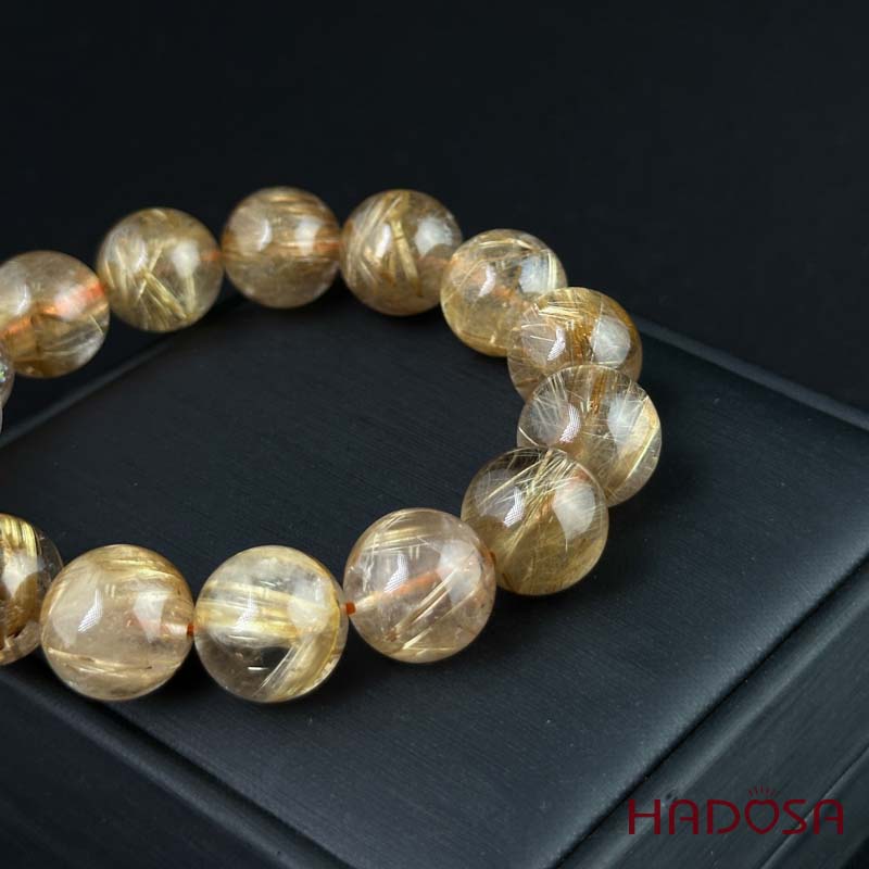 Vòng Thạch Anh tóc vàng 14mm đặc biệt cao cấp chuẩn 7A