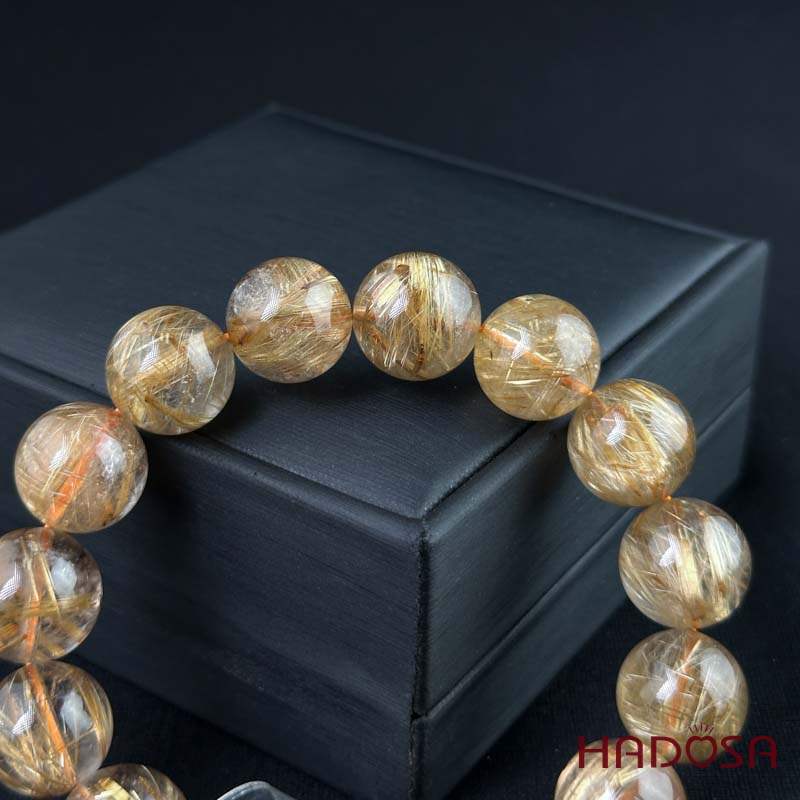 Vòng Thạch Anh tóc vàng 14mm đặc biệt cao cấp chuẩn 7A