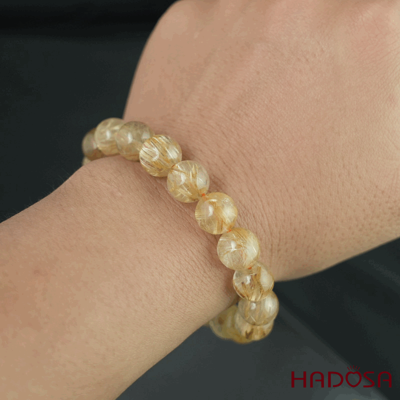 Vòng Thạch Anh tóc vàng 10mm đặc biệt cao cấp chuẩn 7a