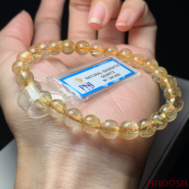 Vòng Thạch Anh tóc vàng 7mm chuẩn 5A