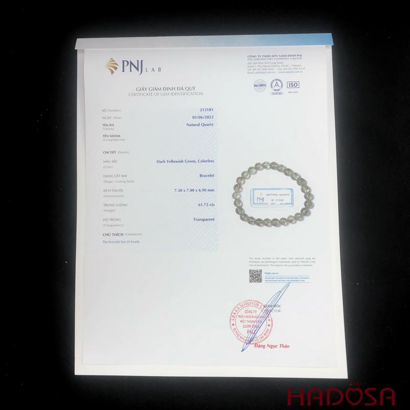 Vòng Thạch anh tóc xanh 7mm chuẩn 5A