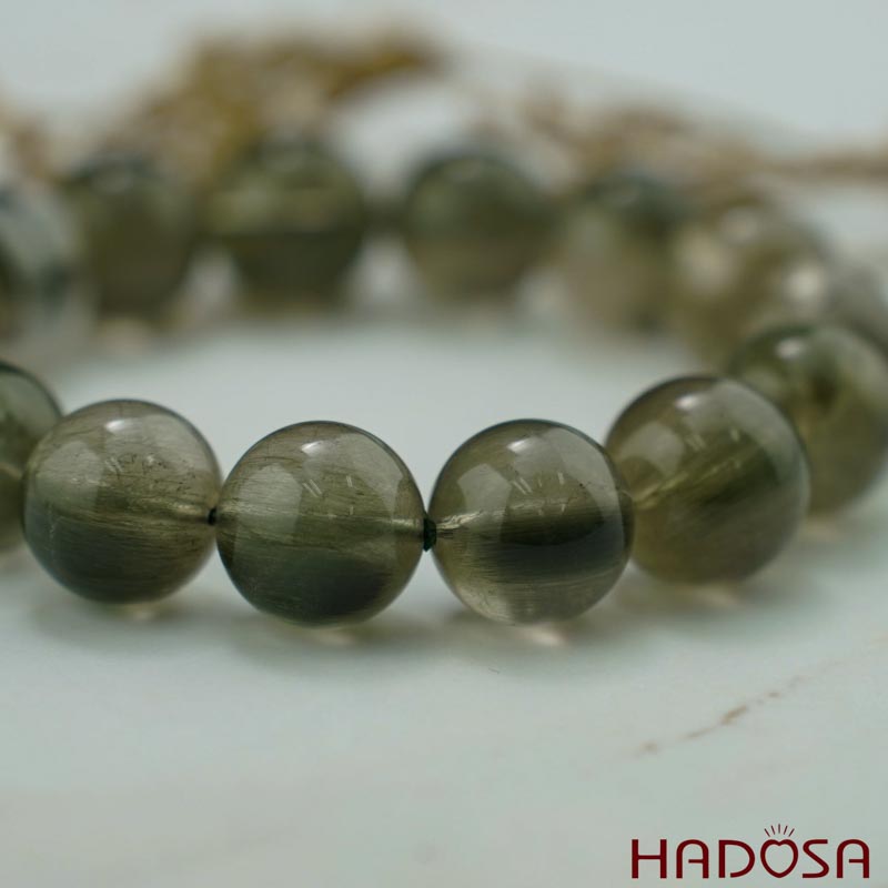 Vòng Thạch anh tóc xanh rêu 14mm chuẩn 7A