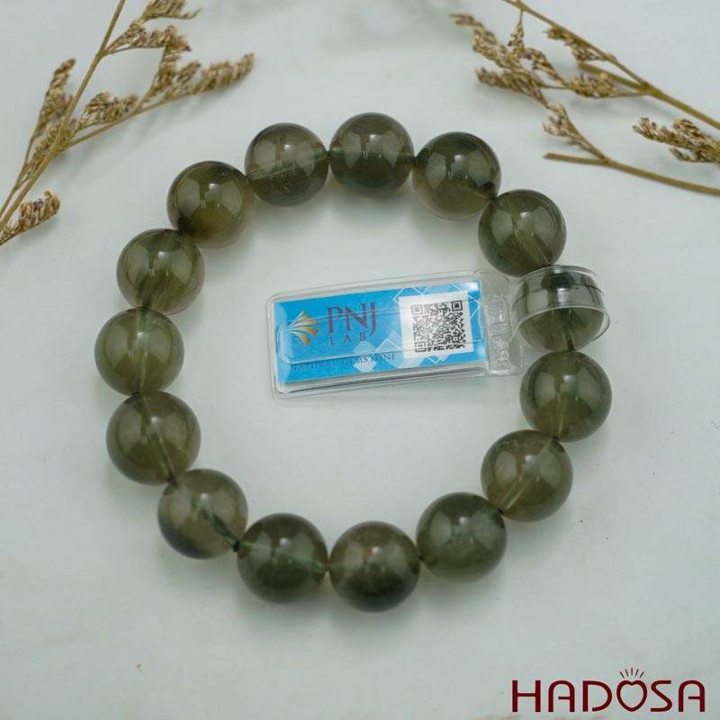 Vòng Thạch anh tóc xanh rêu 14mm chuẩn 7A