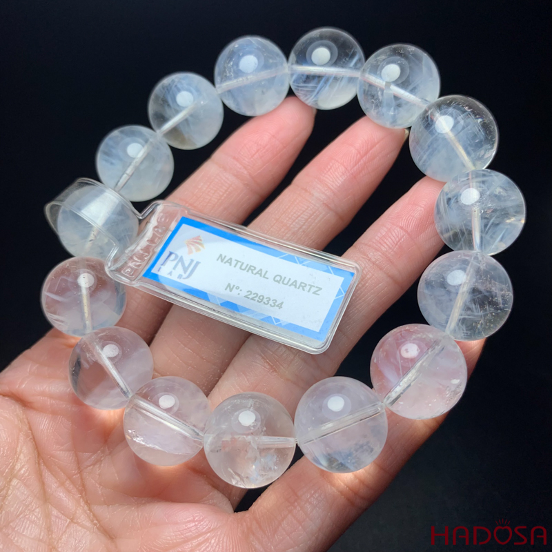 Vòng Thạch anh trắng ánh trăng 14mm chuẩn 8A