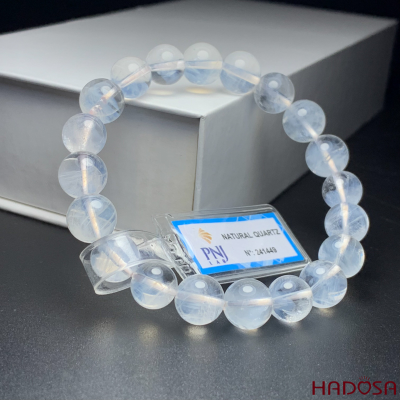 Vòng Thạch anh trắng ánh trăng 9mm chuẩn 8A