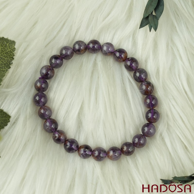 Vòng thạch anh tím tóc vàng 7mm chuẩn 5A