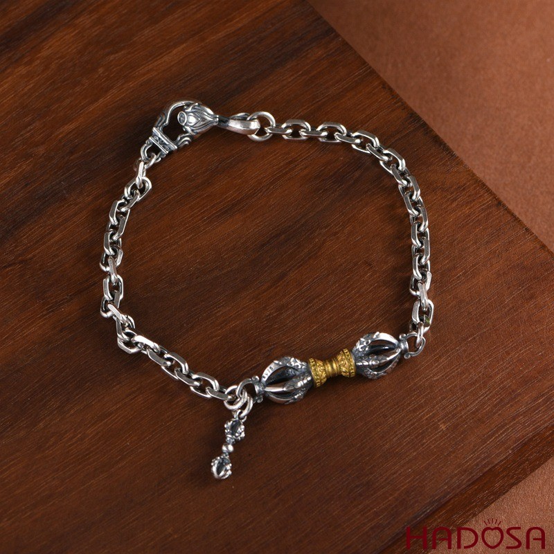 Vòng Tay Nam Bạc Thái Pháp Khí Kim Cang 18cm