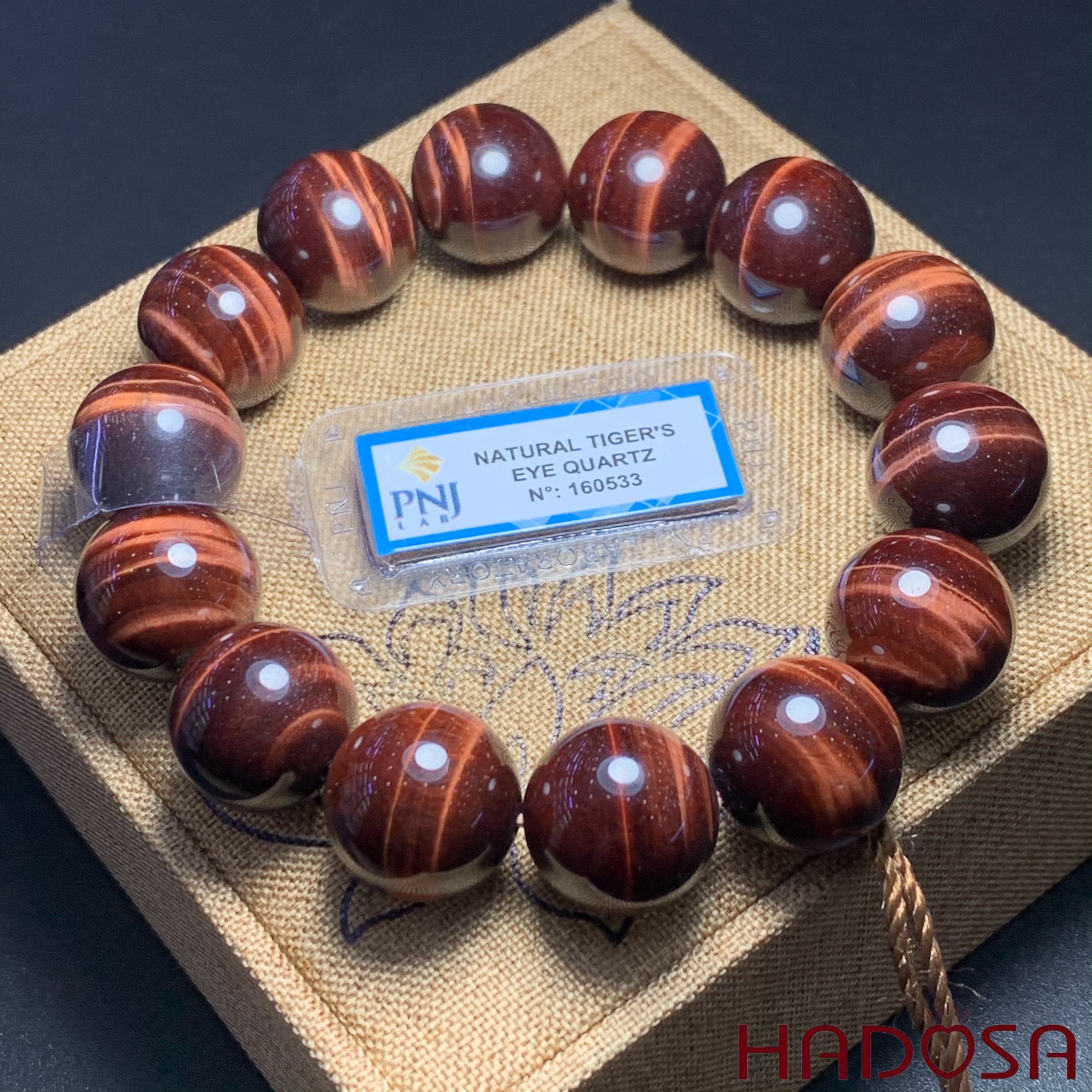 Vòng Thạch Anh Mắt Hổ Nâu Đỏ 16mm đặc biệt cao cấp chuẩn 6A