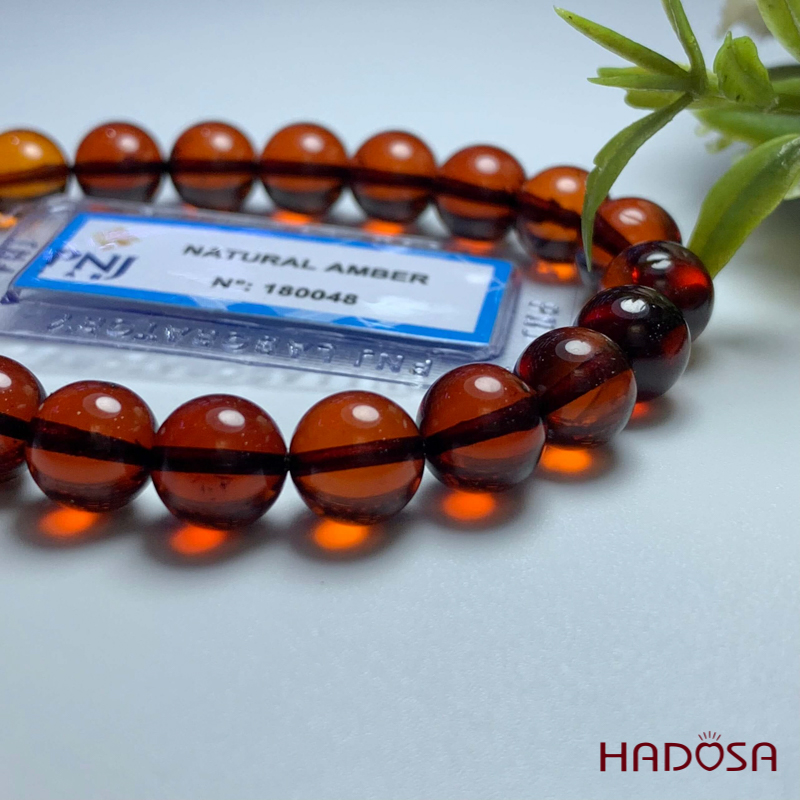 Vòng Hổ Phách huyết đỏ 8mm