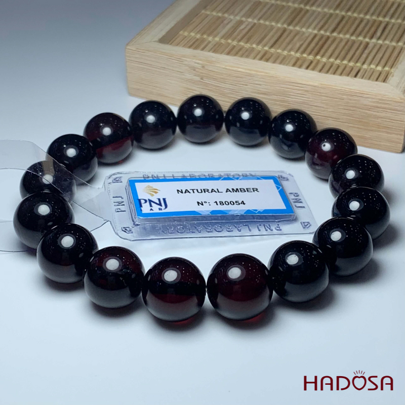 Vòng Hổ Phách huyết đen 12mm