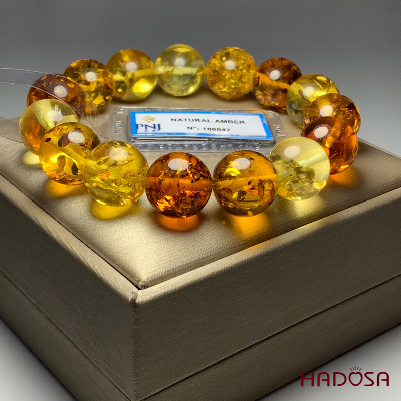 Vòng Hổ Phách tam tài cao cấp 14mm