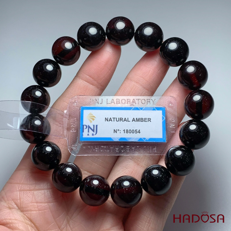 Vòng Hổ Phách huyết đen 12mm